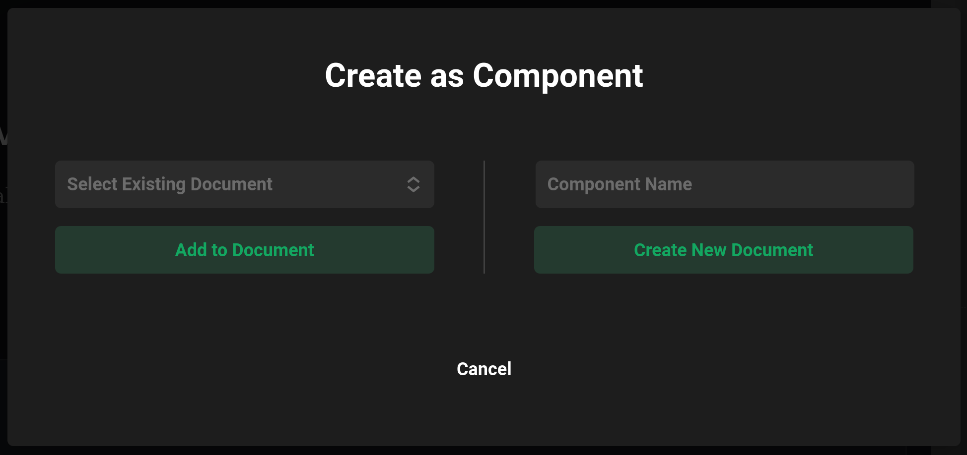 Create as Component Modal