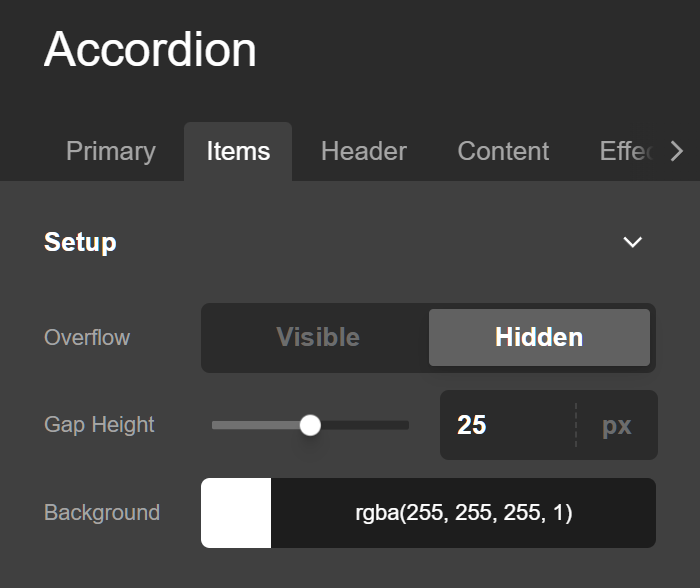 Accordion Item Setup