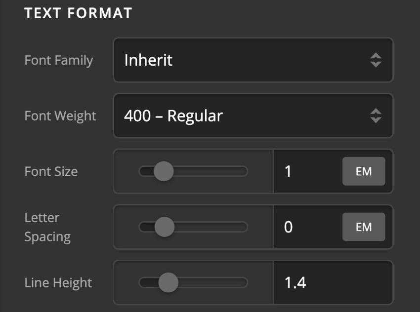 Card Front Content Text Format