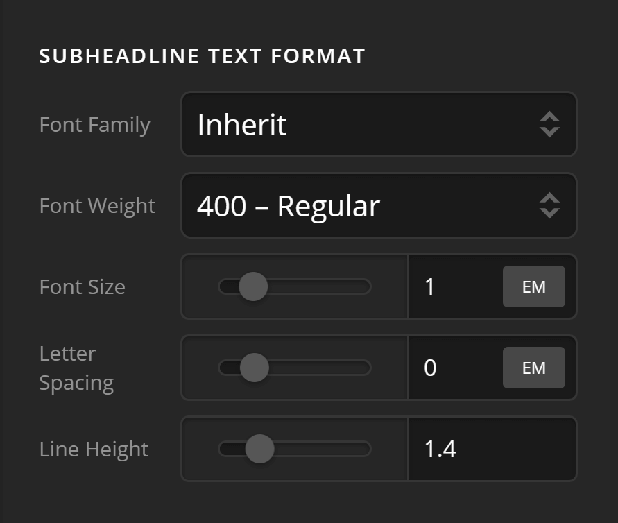 Subheadline Text Format