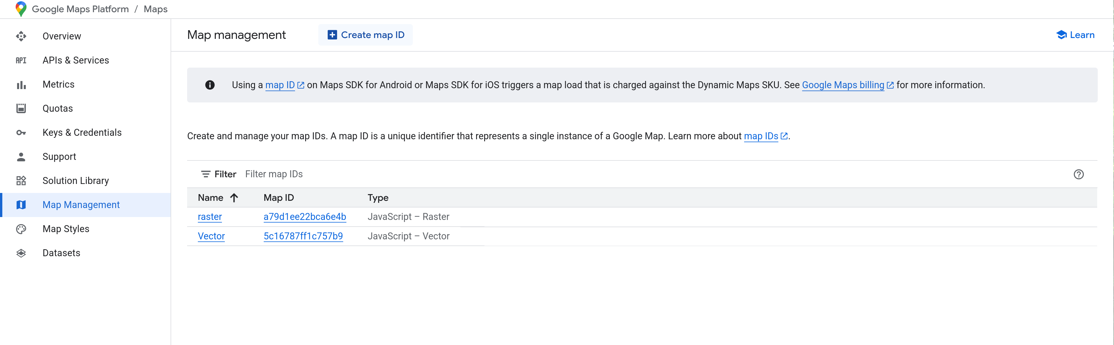 Google Console Map Management