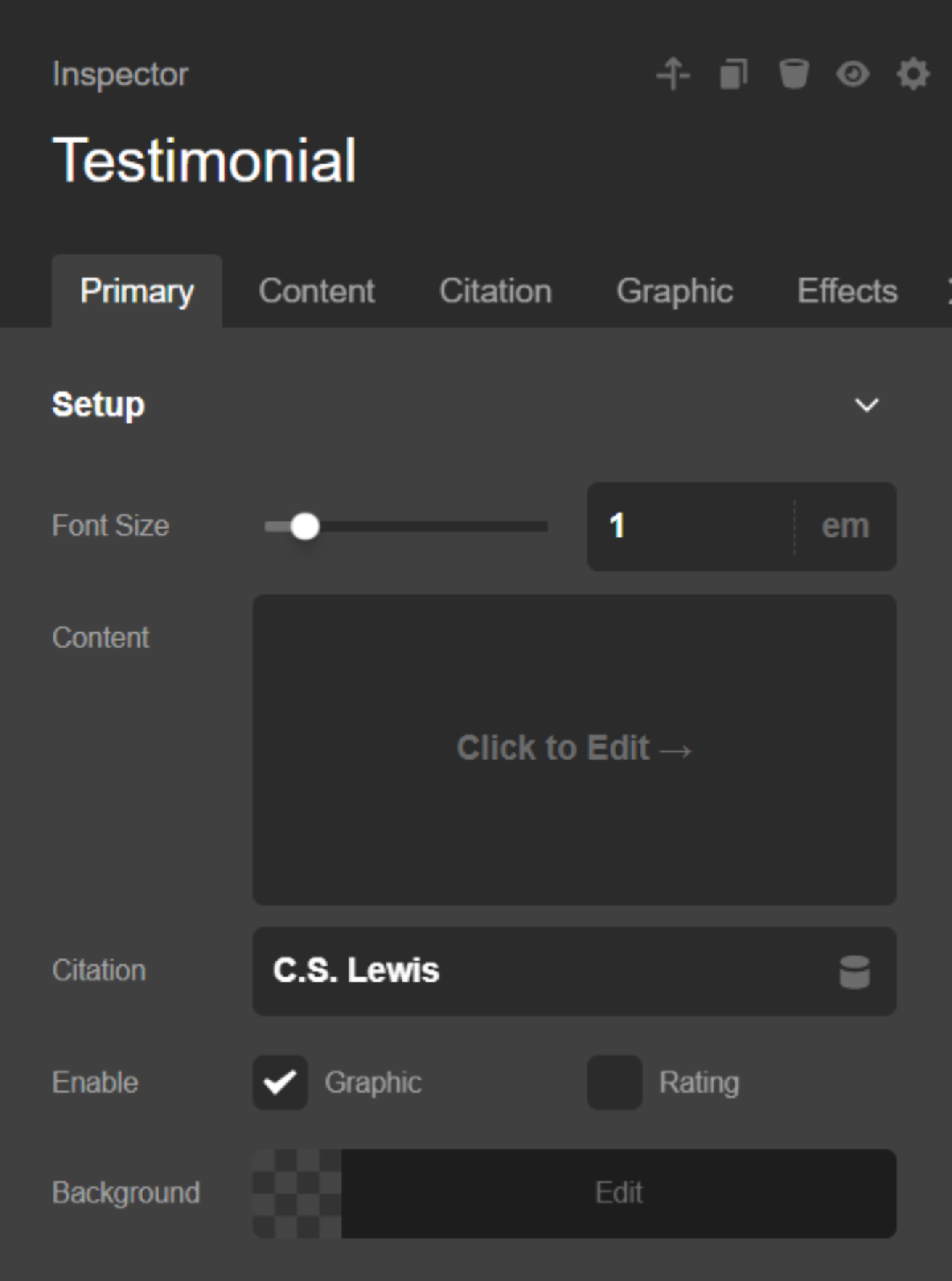 Testimonial Element Setup