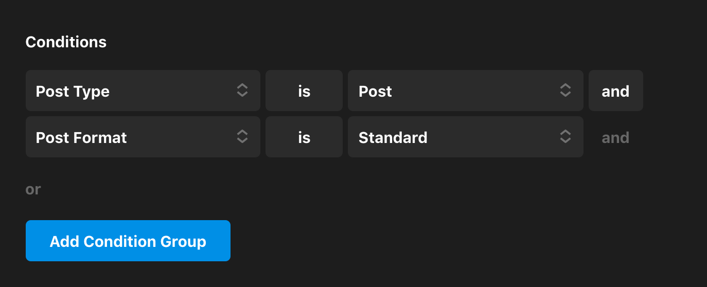 Conditions and Assignments
