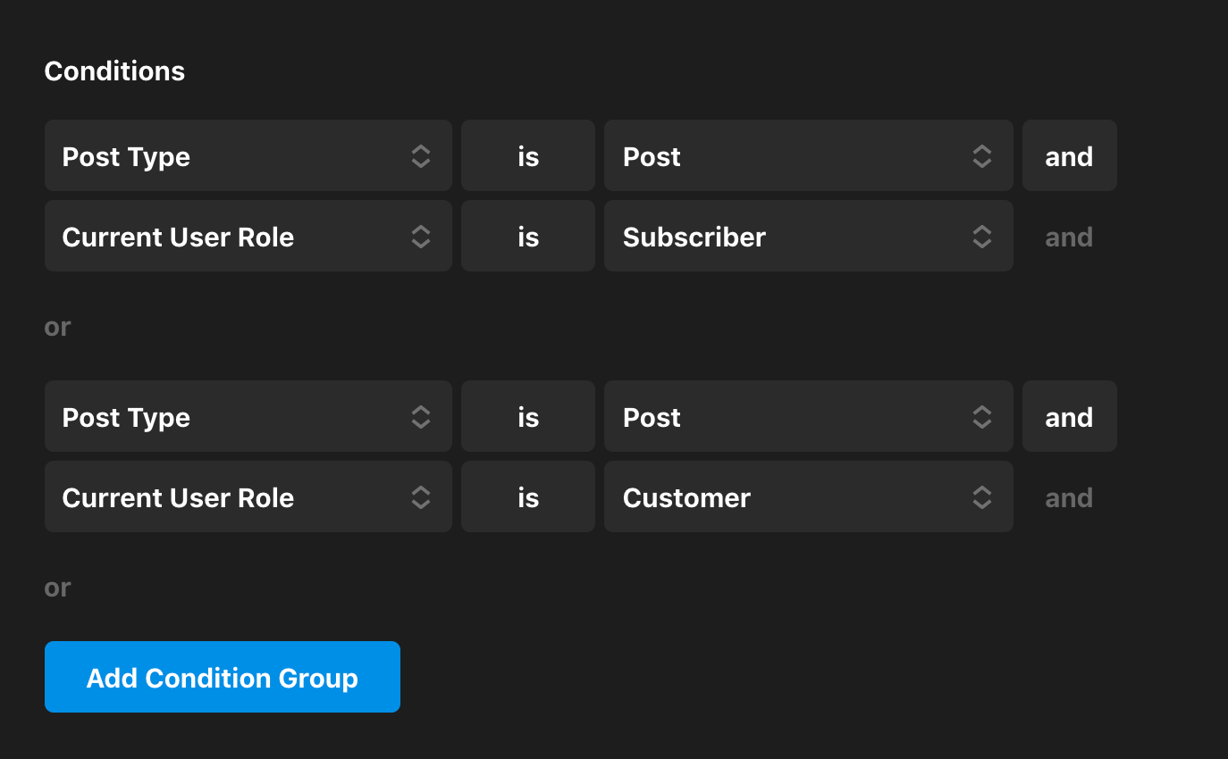 Conditions and Assignments