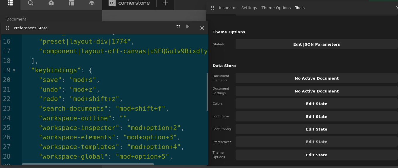 Edit Preferences Keybindings