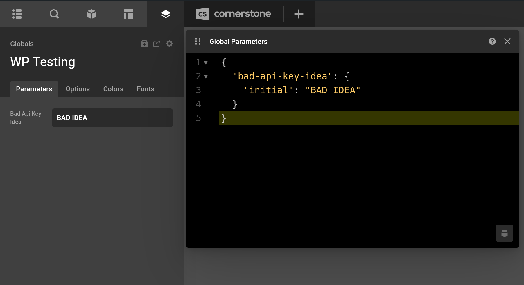 Bad API Key in Global Parameters Example