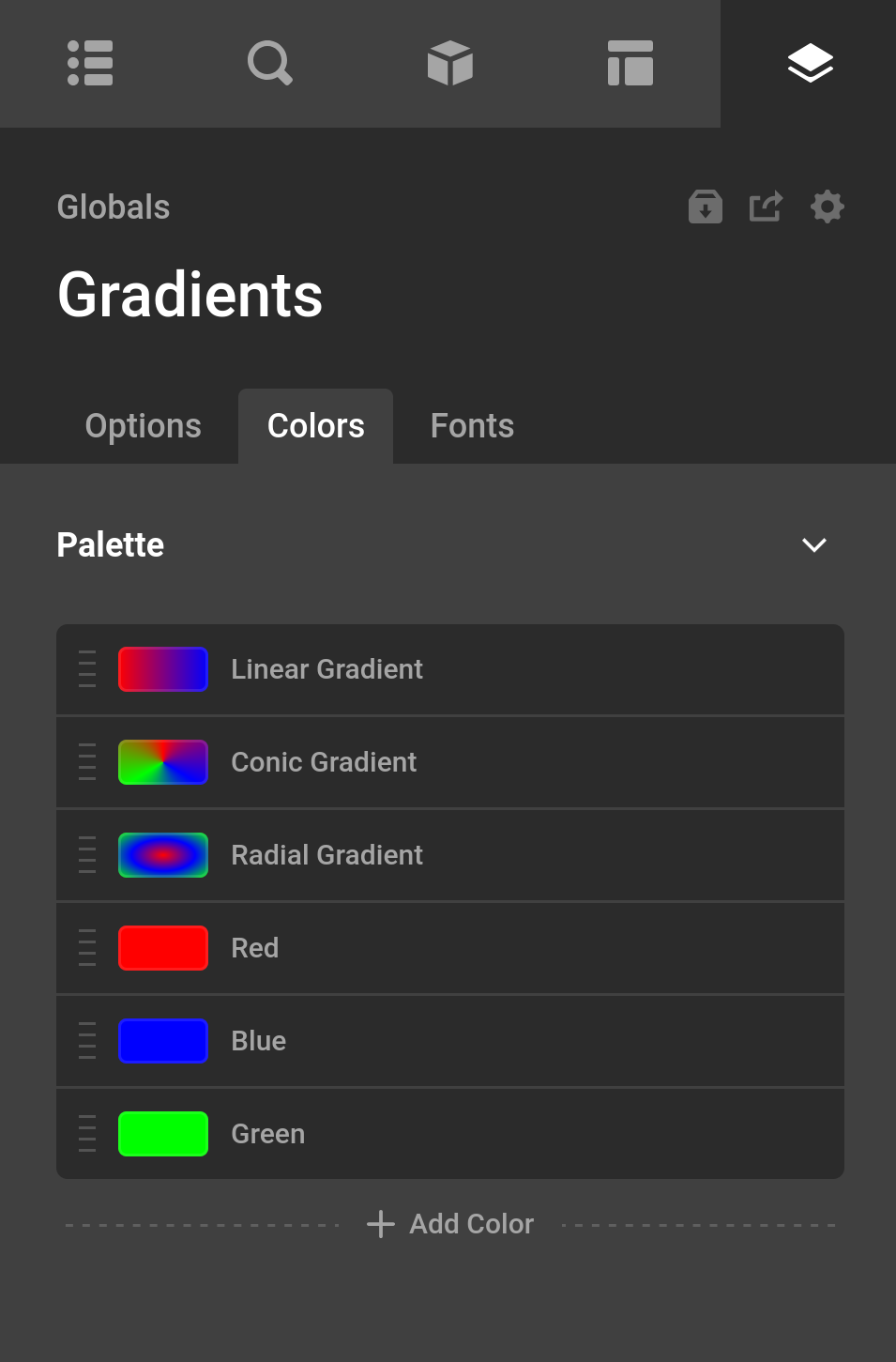 Gradient Global Colors