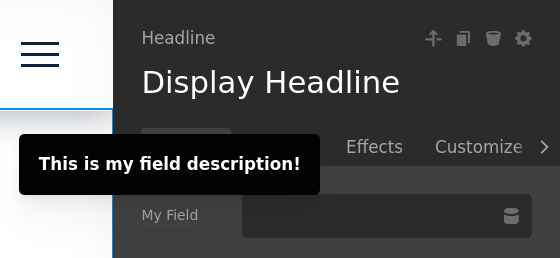 Parameters description tooltip