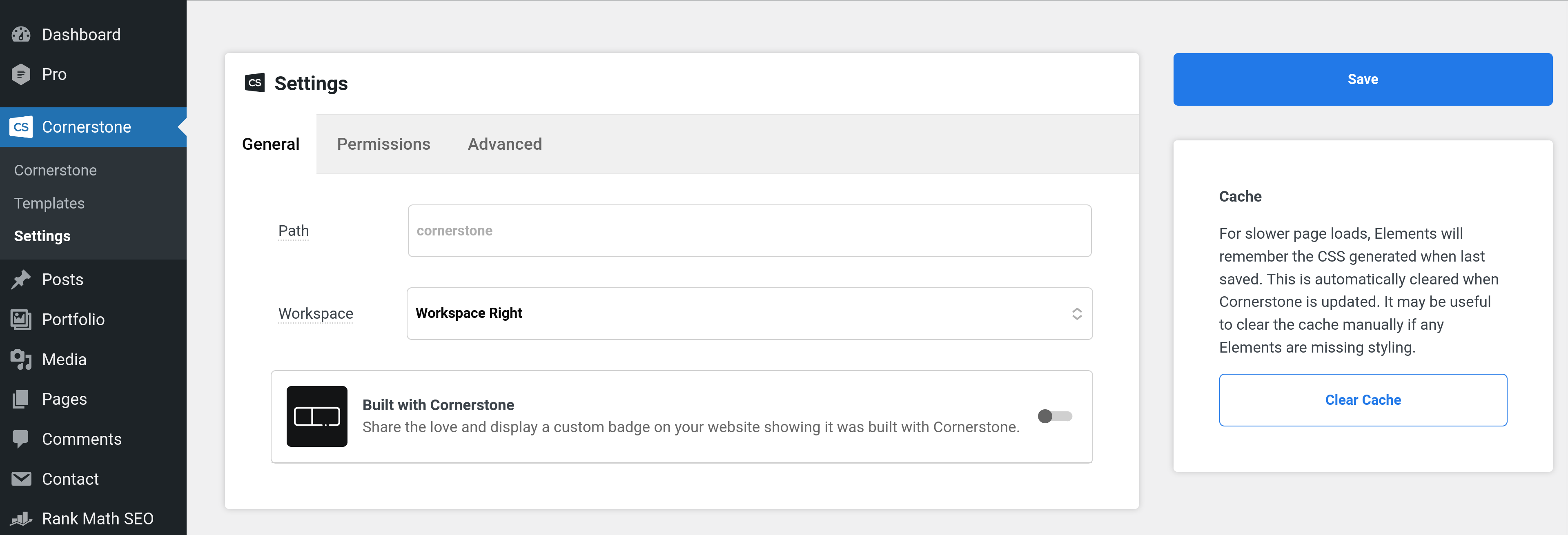 Cornerstone Settings