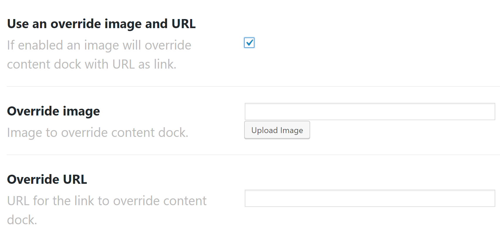 Content Dock Override Images