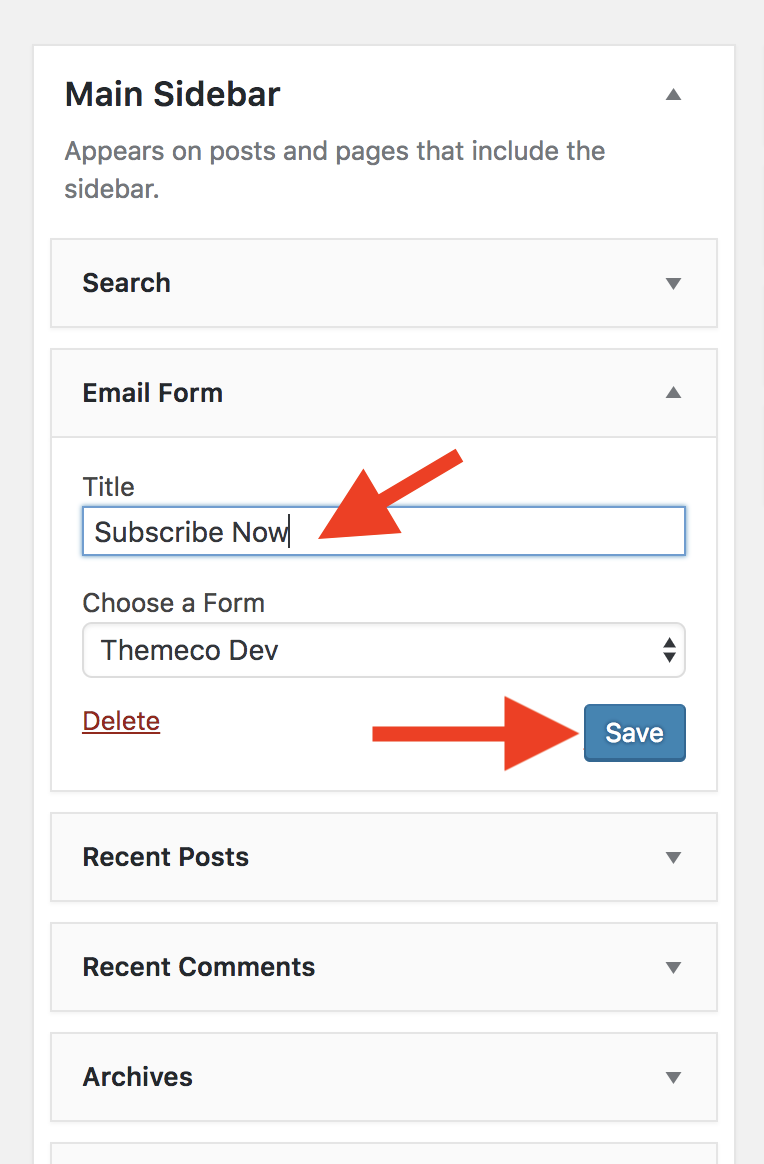 WordPress Widgets Sidebar