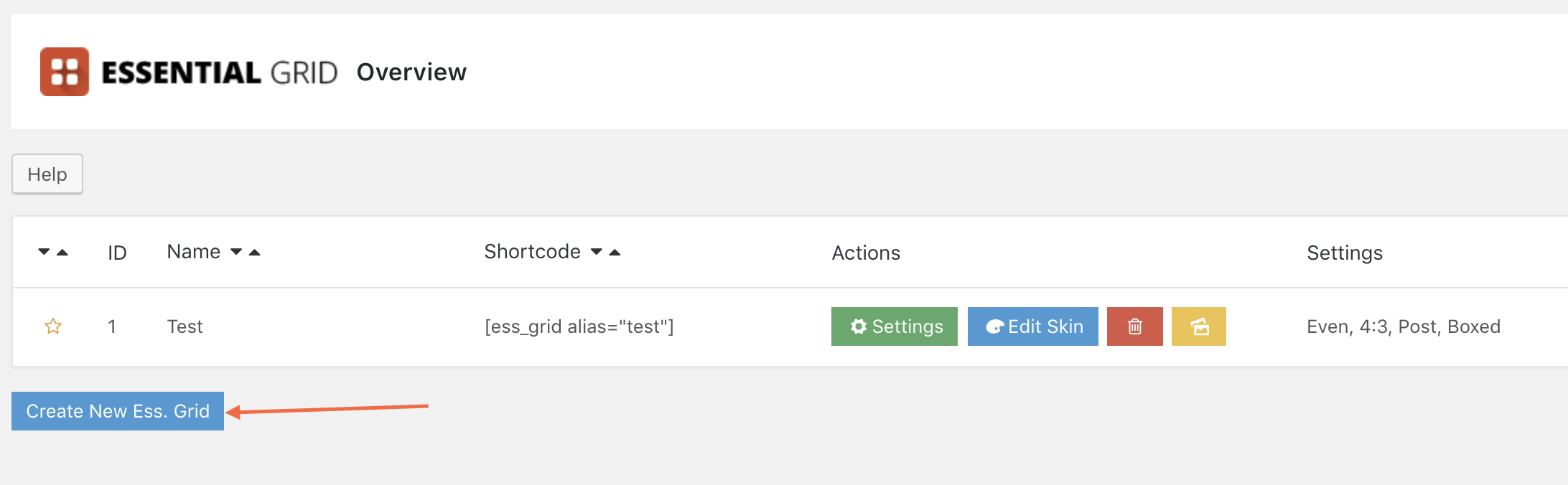 Essential Grid Create New Ess. Grid