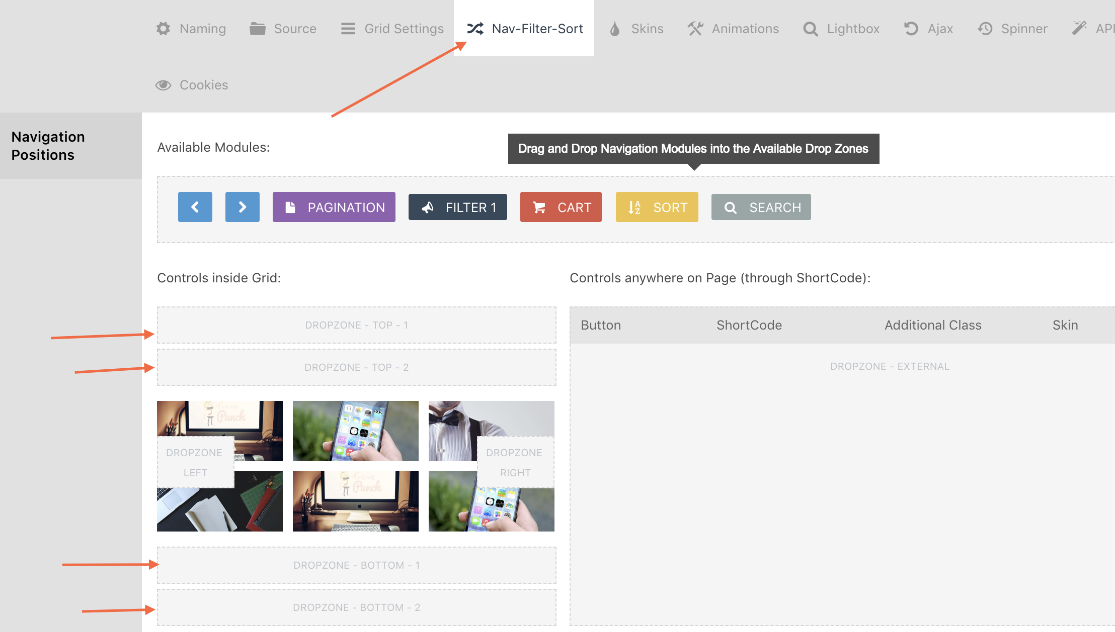 Essential Grid Layout Composer Nav-Filter-Sort