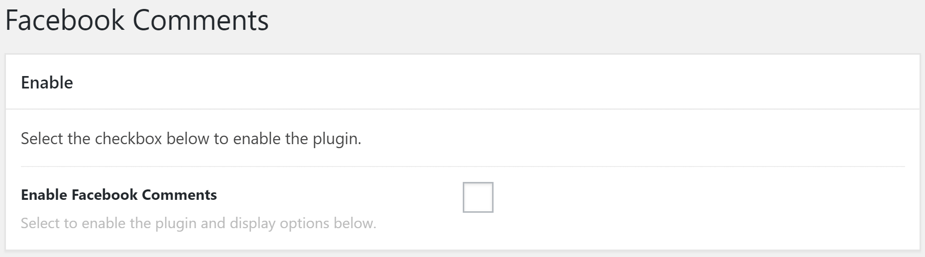 Facebook Comments Enable
