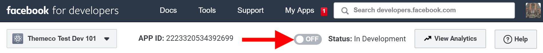 Facebook App Switch On
