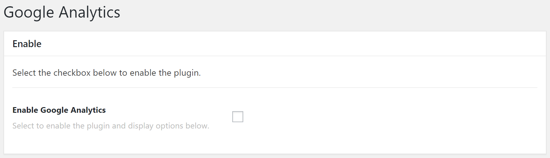 Google Analytics Enable