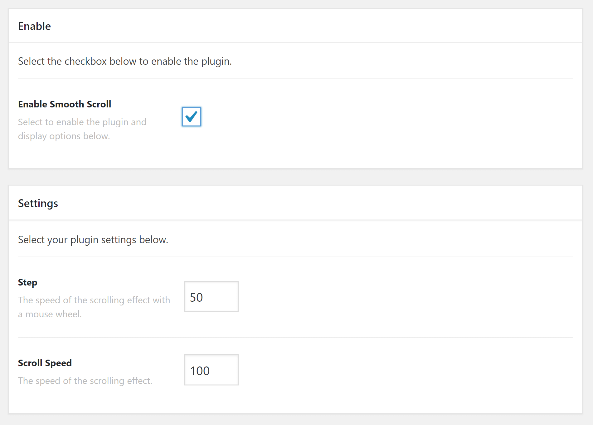 Smooth Scroll Settings