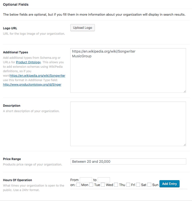 Snippet Optional Fields