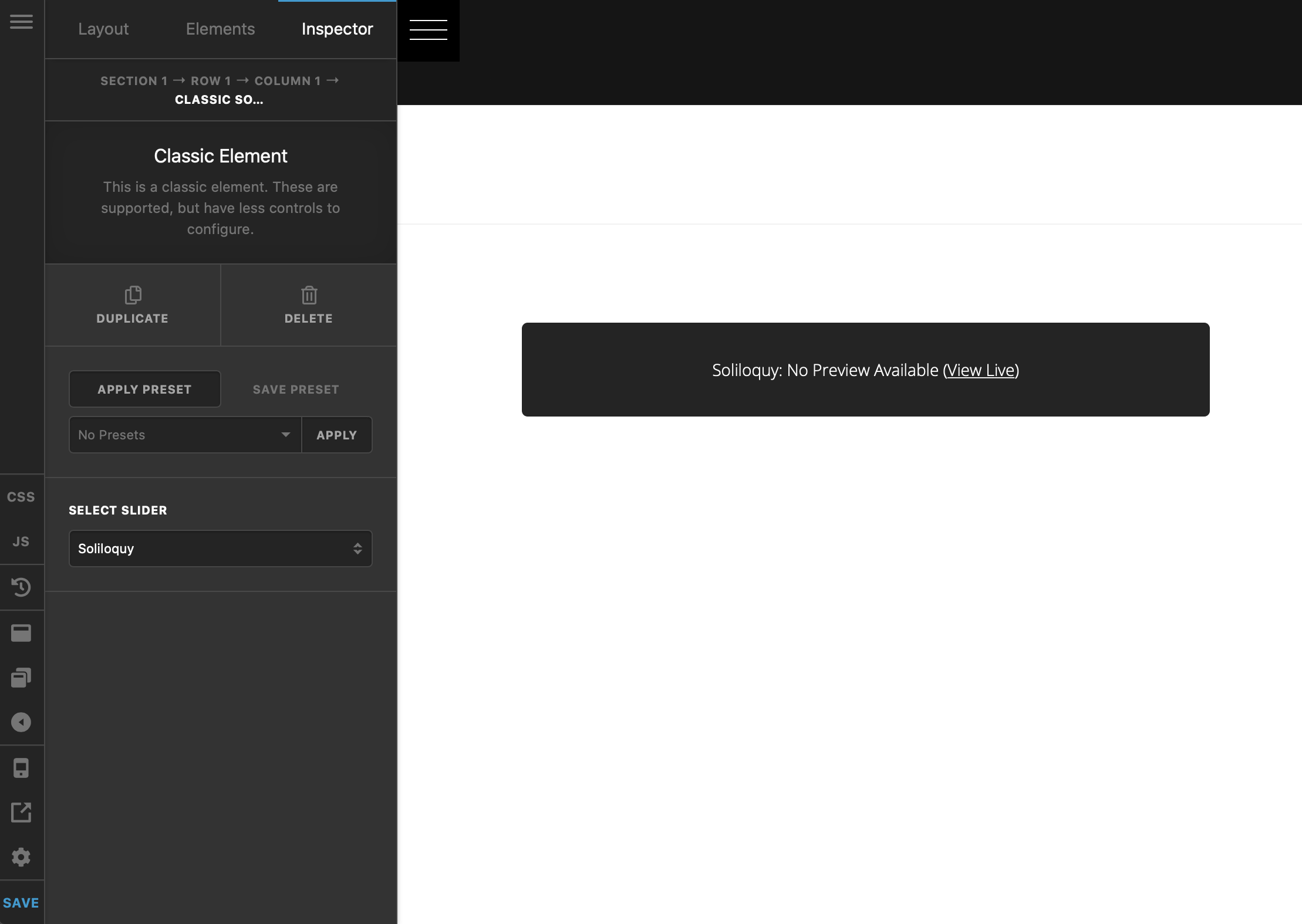 Cornerstone/Content Builder Soliloquy Element Settings