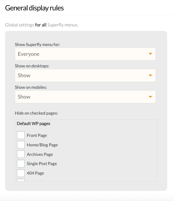 Superfly Display Rules
