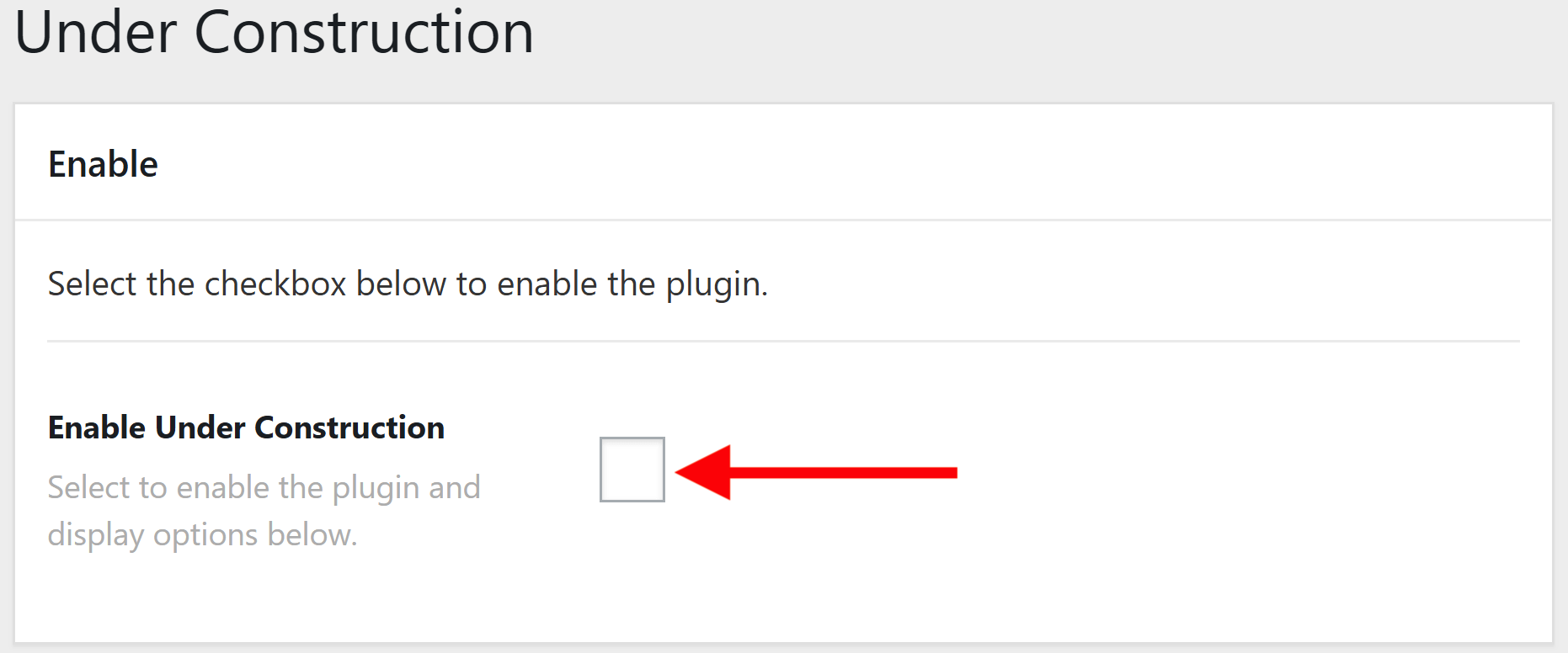 Under Construction Settings