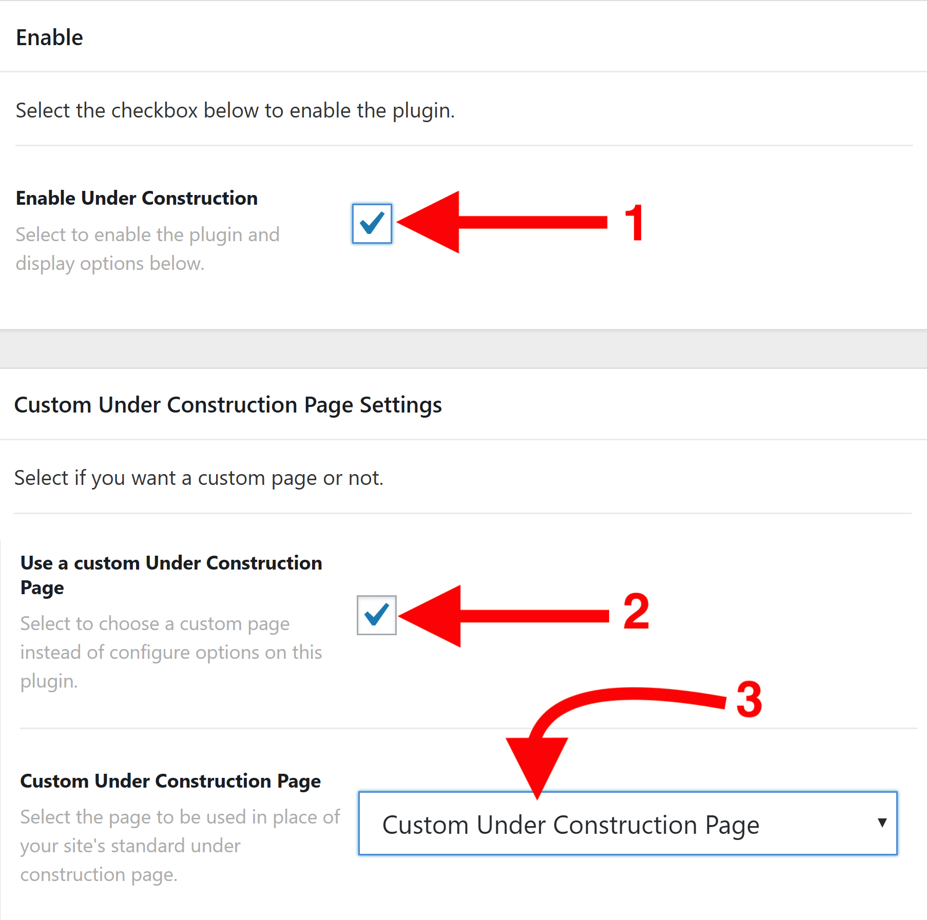 Under Construction Advanced Settings