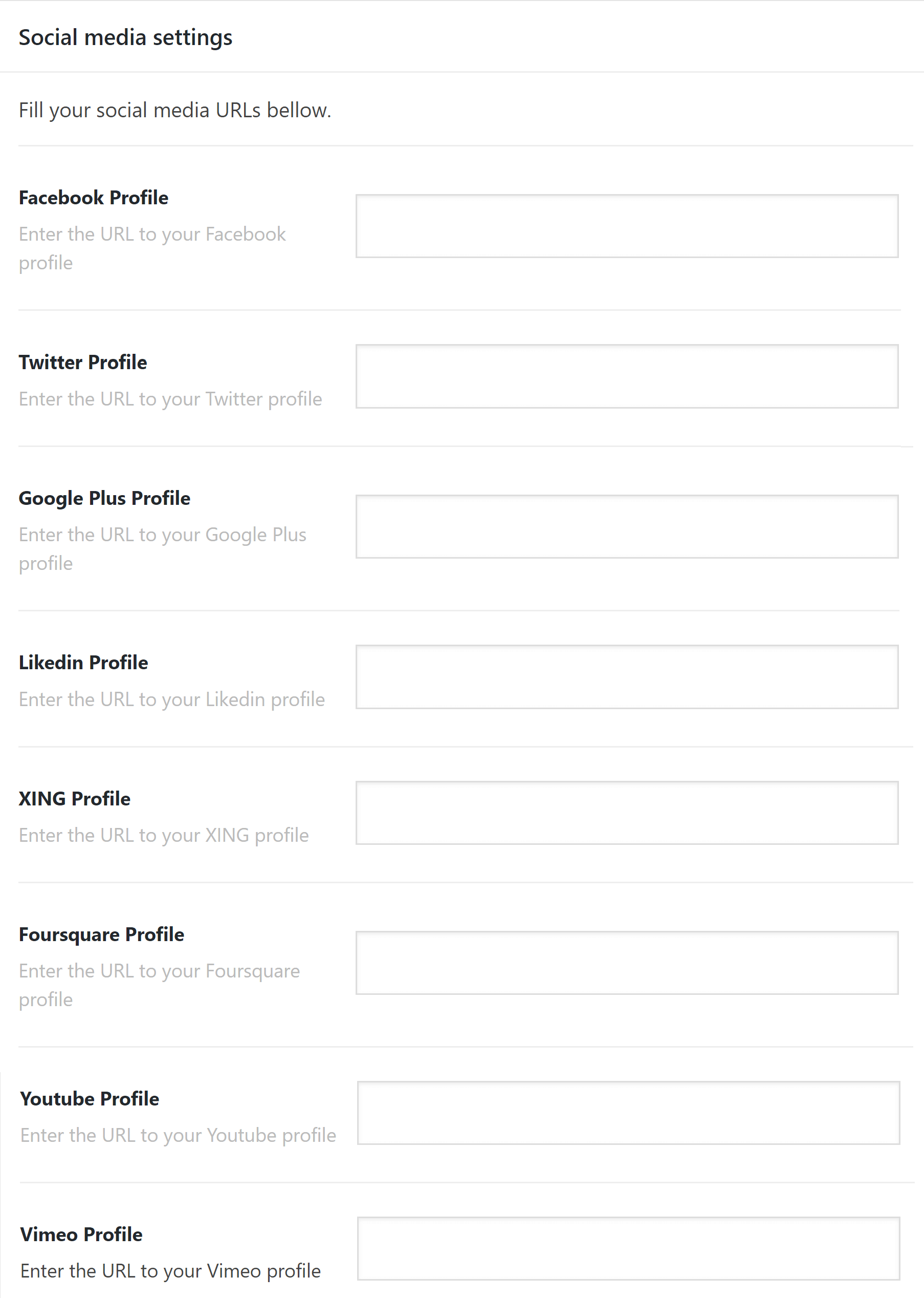Under Construction Social Media Settings