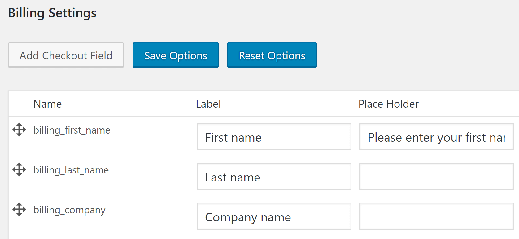 Woo Checkout Editor Fields Re-Ordering