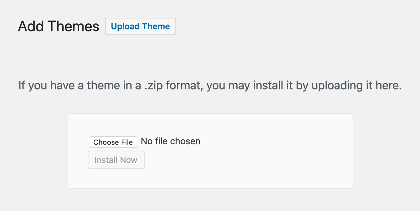 WordPress "Upload Theme" Button