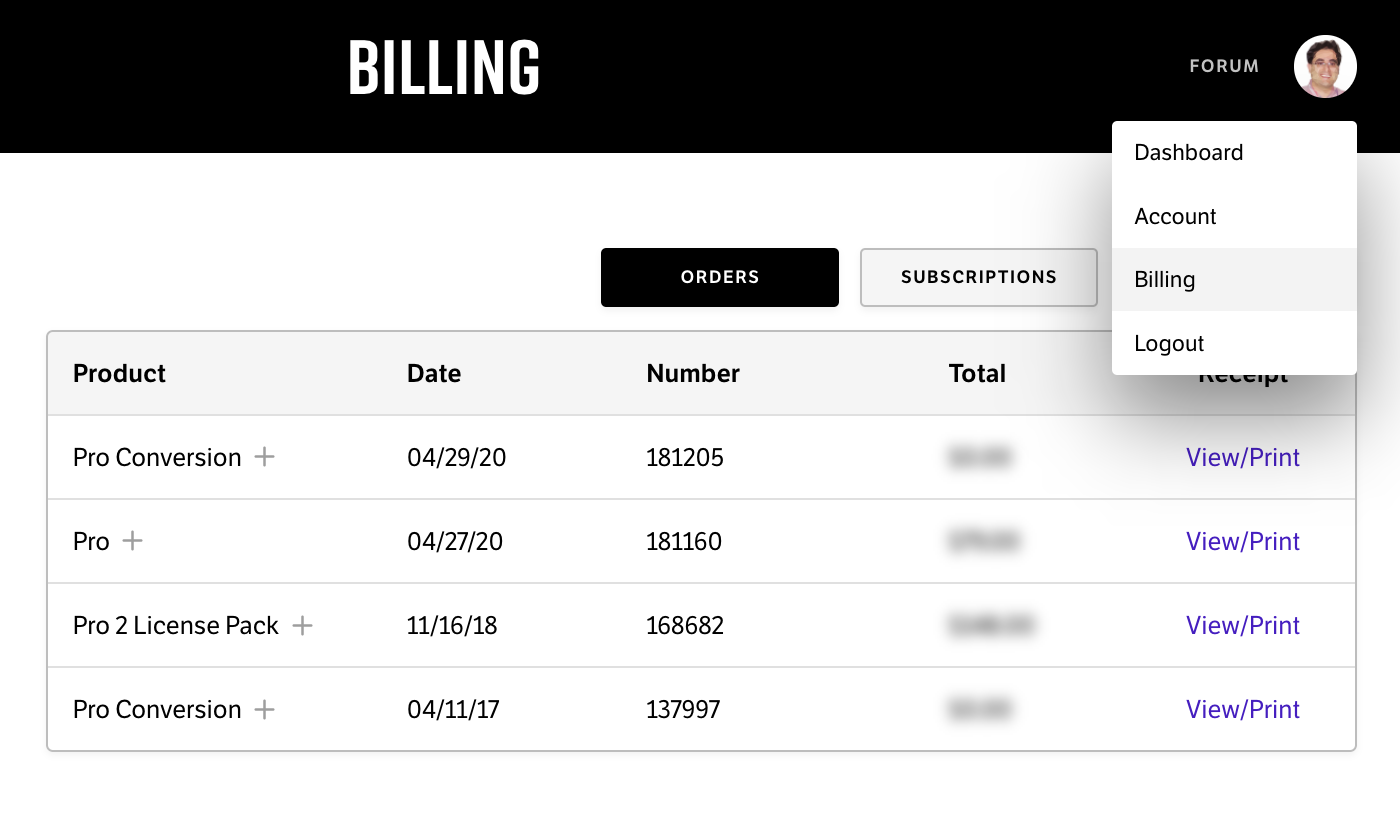 Update Receipt Details Billing