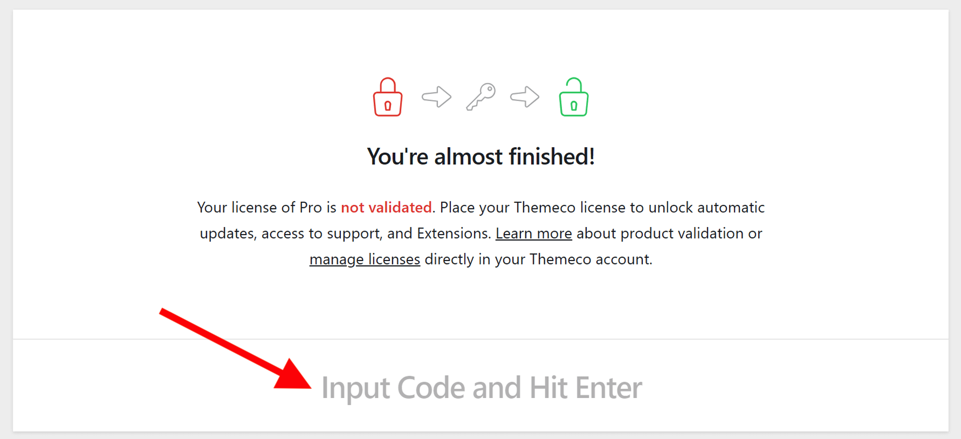 Validation Section WordPress Dashboard