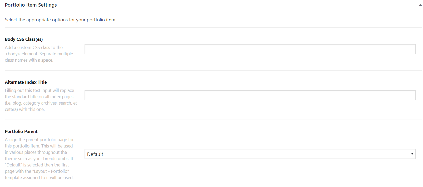Common Portfolio Settings