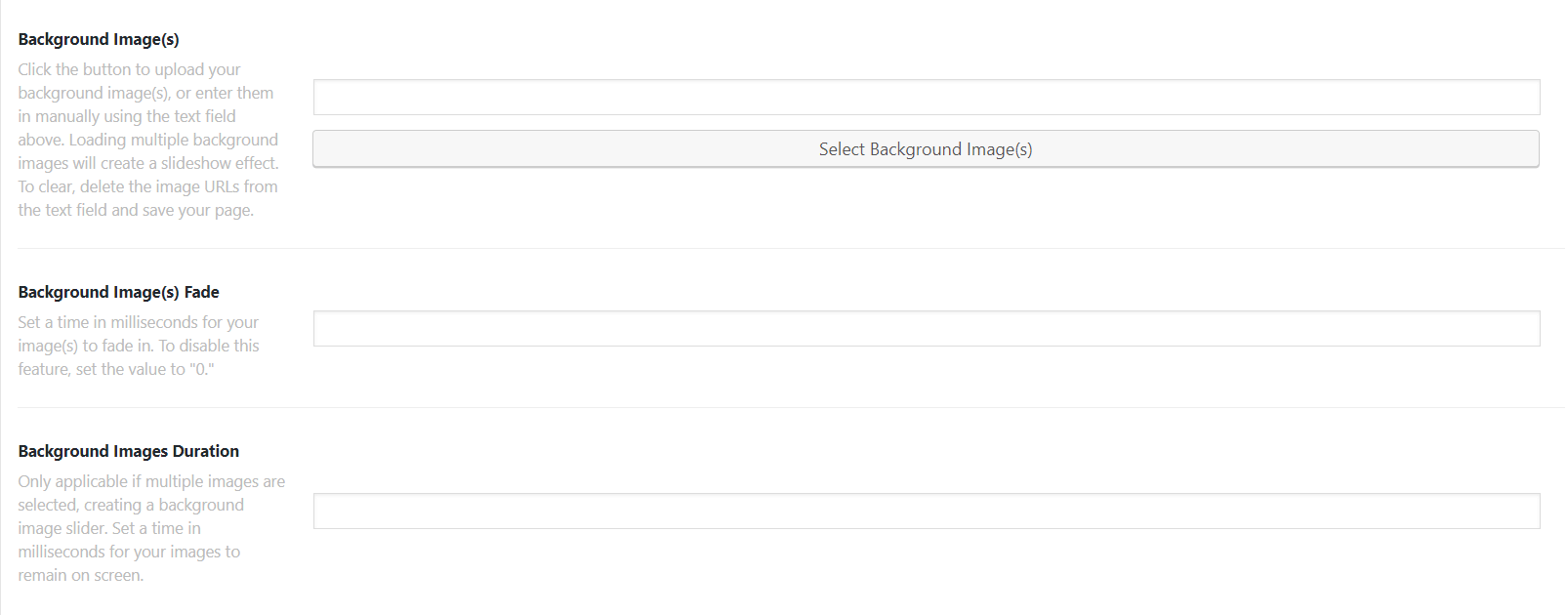 Portfolio Background Image Settings