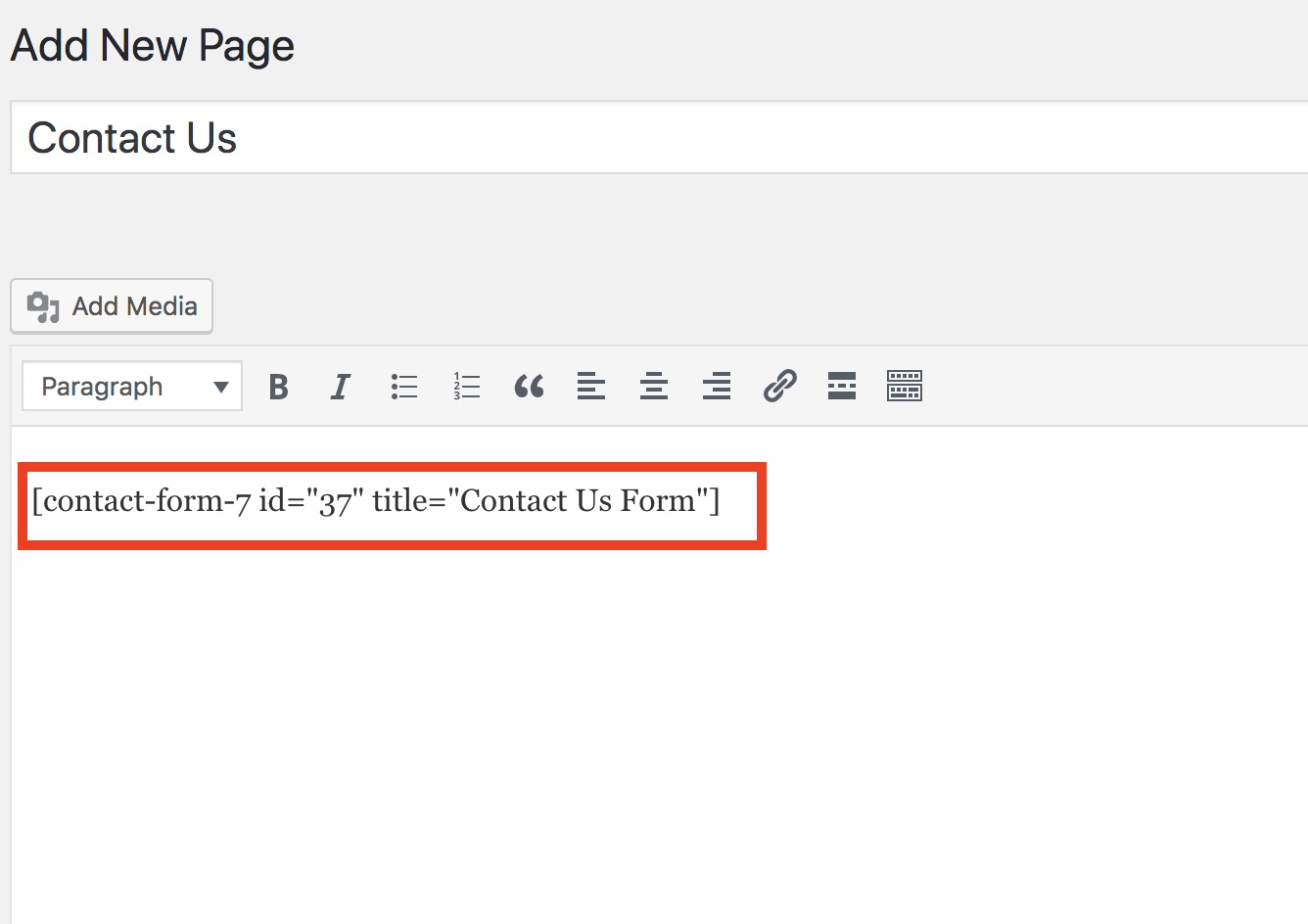 WordPress Add New Page