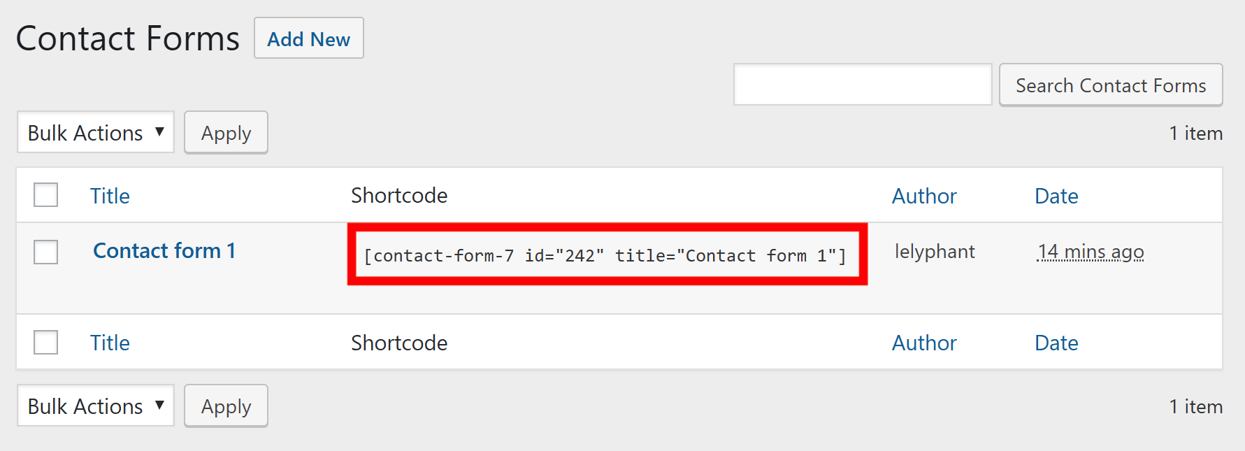 Contact Form 7 List Page
