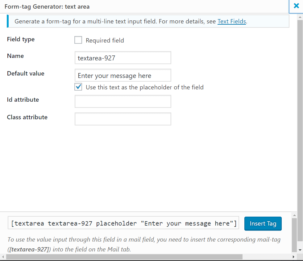 Contact Form 7 Insert Tag