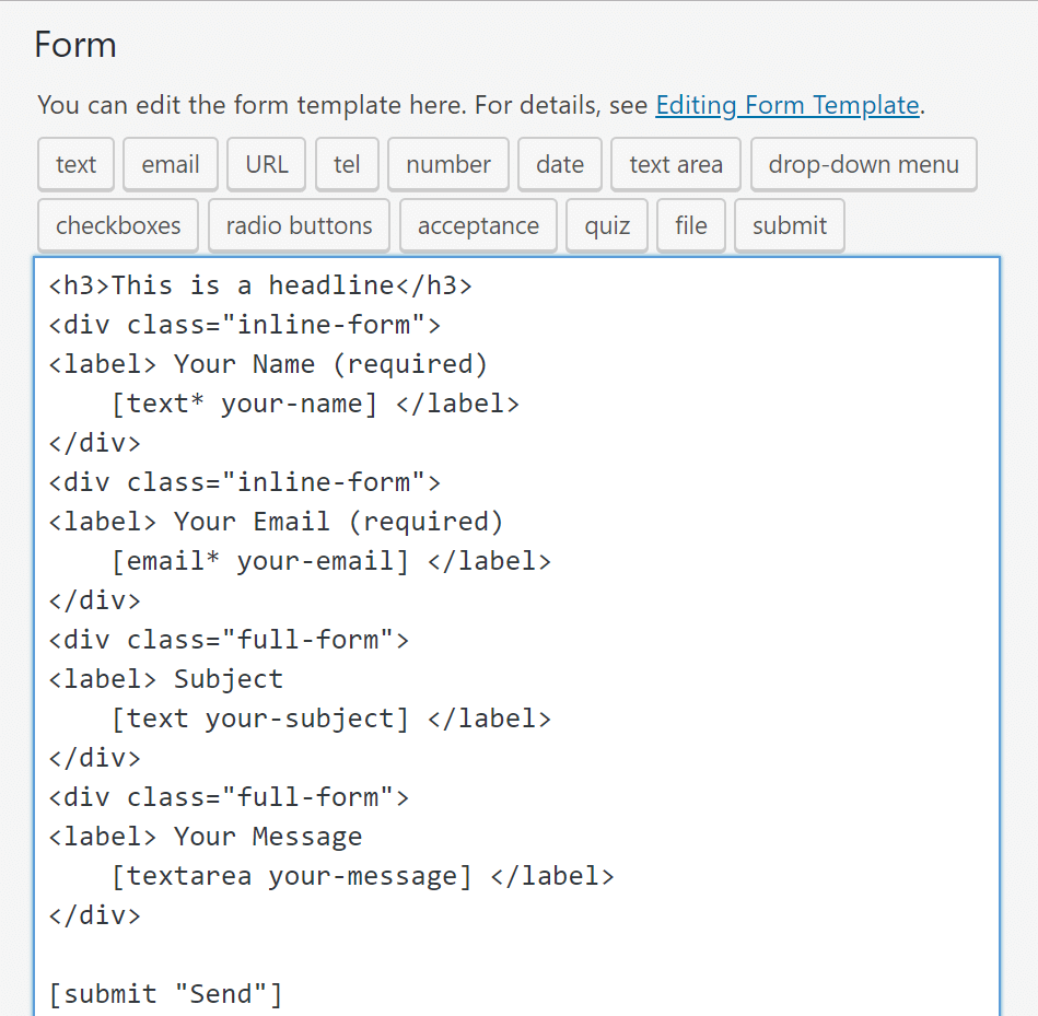 Contact Form 7 Tag Generator