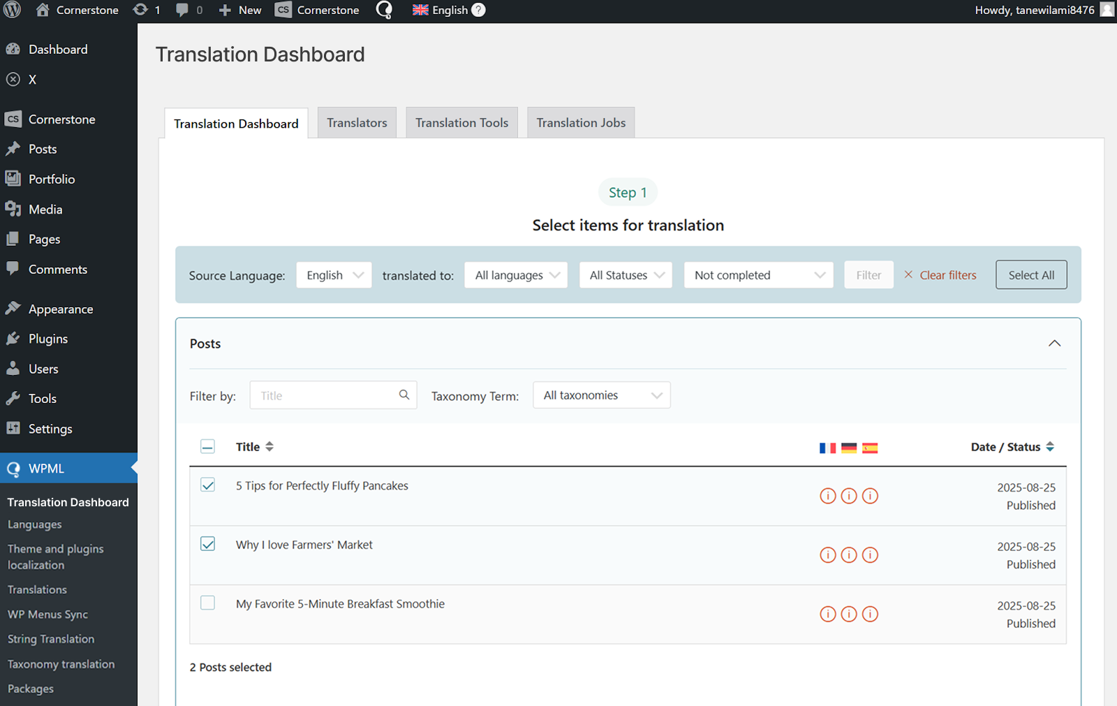 WPML Translation Management