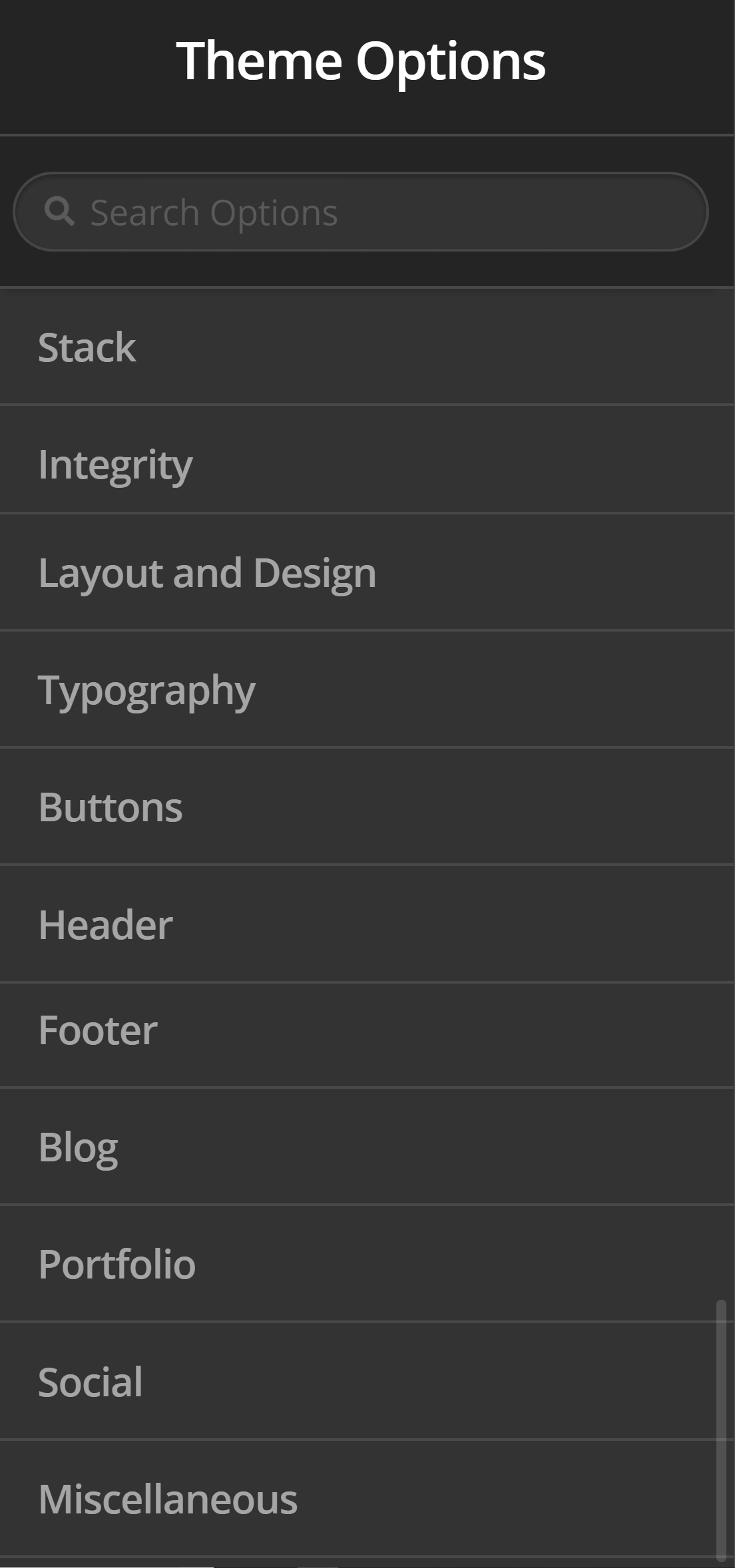 Theme Options Buttons