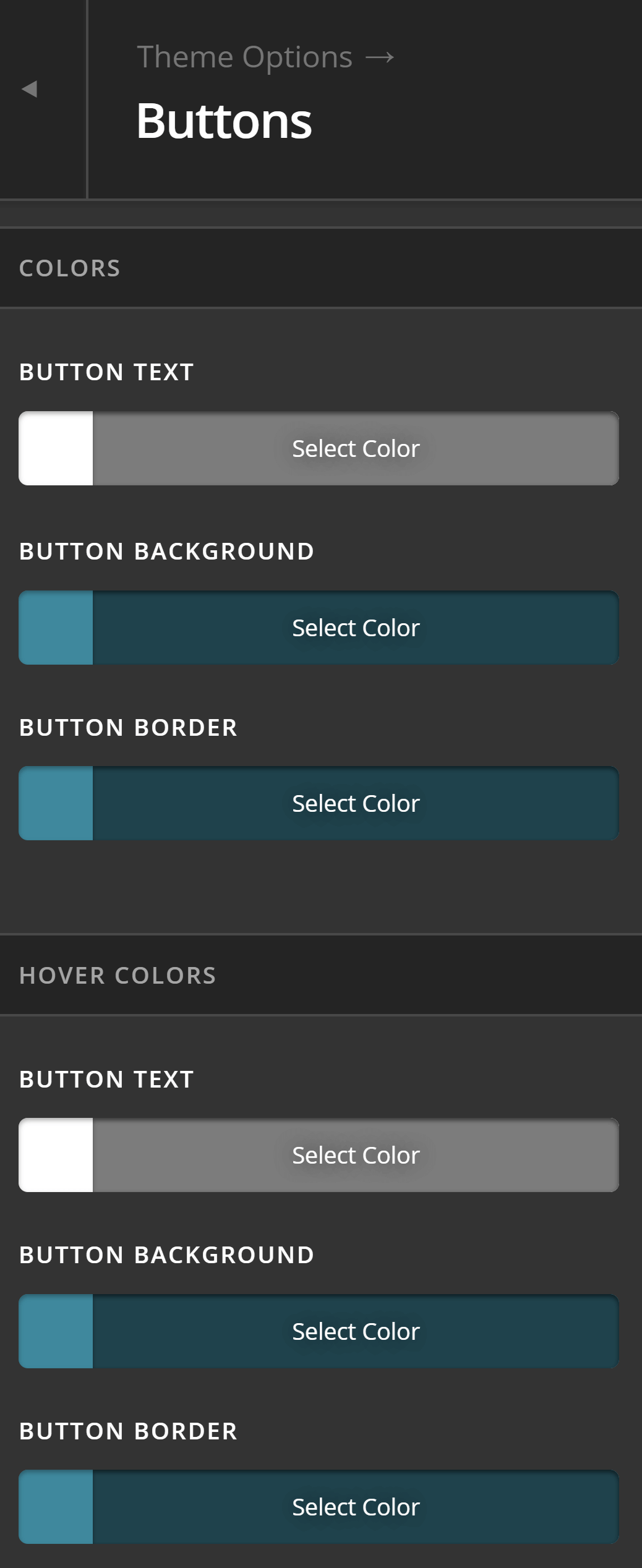 Theme Options Button Hover Colors