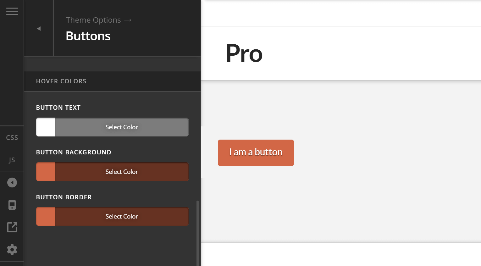 Theme Options Button Hover Colors