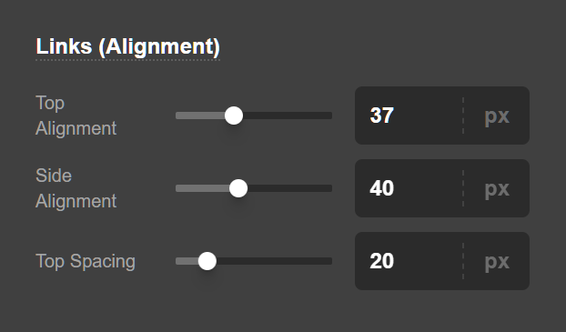 Theme Options Headers Links Alignment