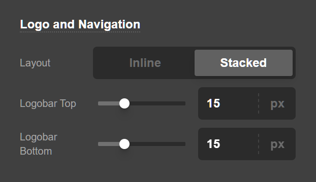 Theme Options Headers Logo and Navigation