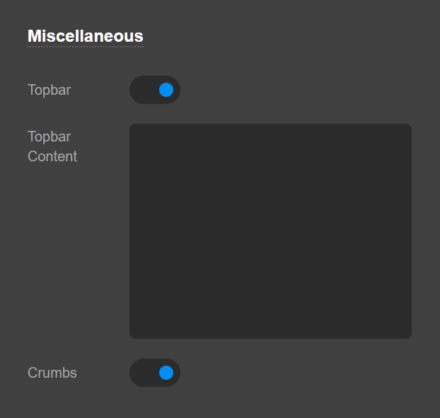 Theme Options Headers Topbar Settings