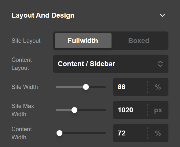Theme Options Layout and Design