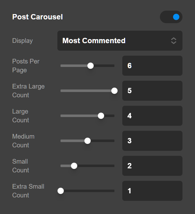 Ethos Post Carousel Settings
