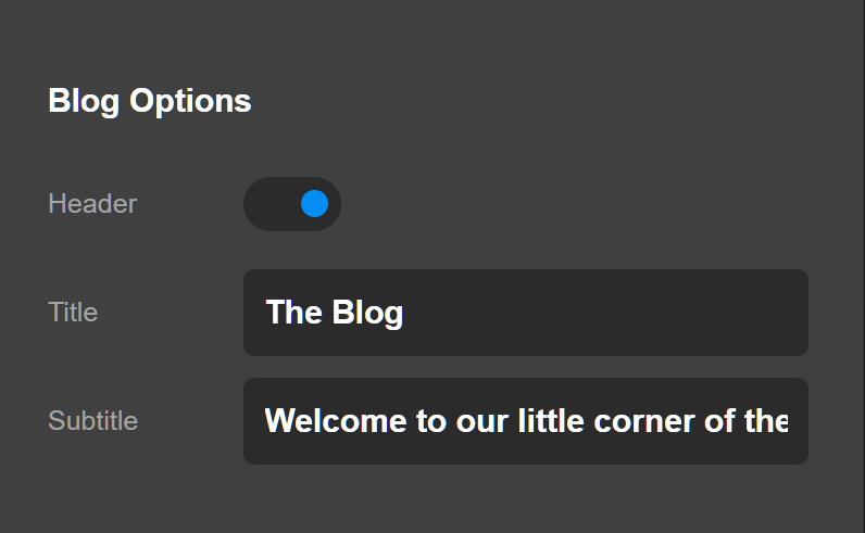 Integrity Blog Options