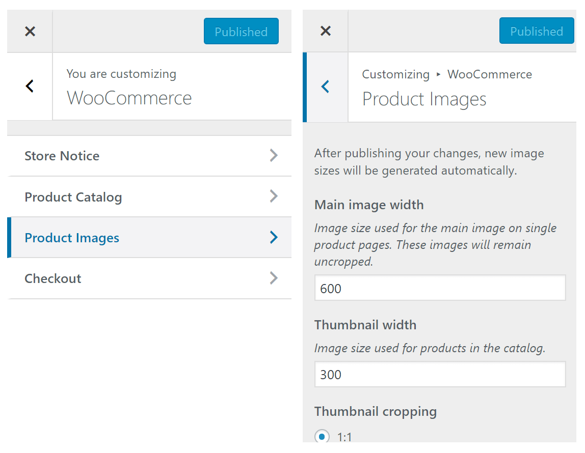 Customizing > WooCommerce