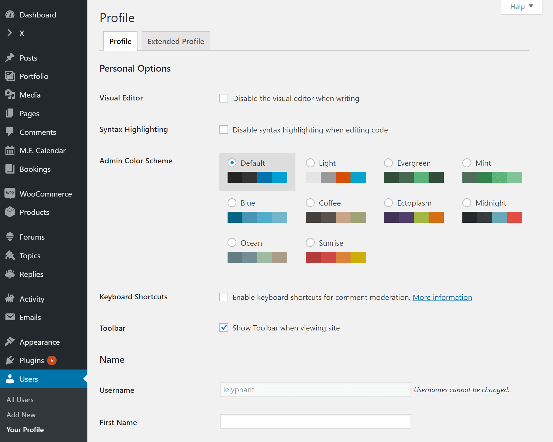 WordPress User Profile
