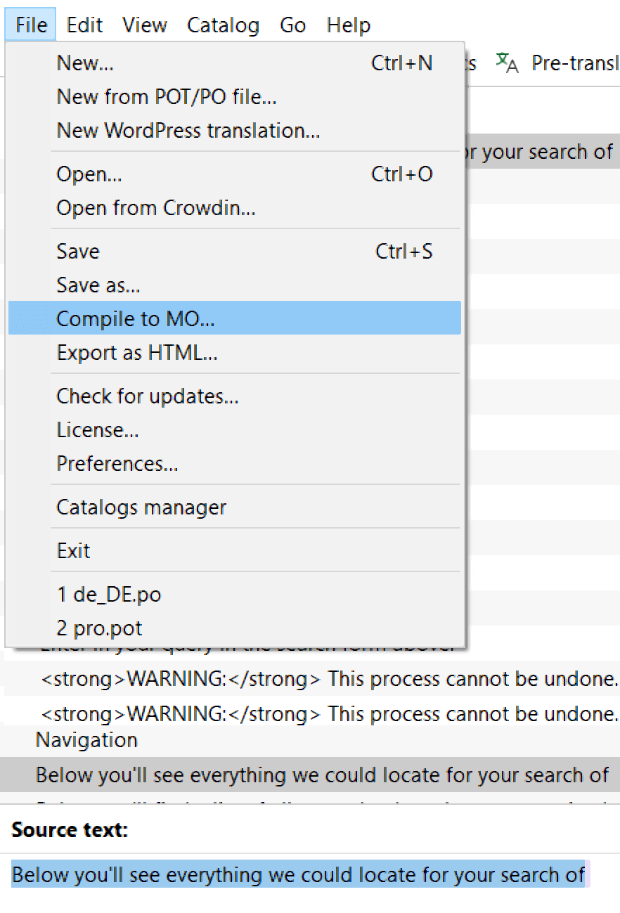 Poedit Compile to MO